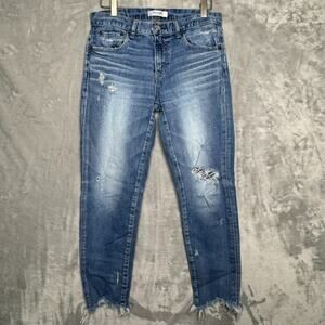 Moussy Vintage MV Jeans Howa Distressed Cropped Medium Blue 28 Japan